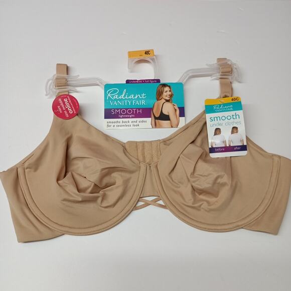 Vanity Fair Radiant Collection Underwire Bra Size 40C Honey Beige Smoothing NWT - Picture 1 of 5